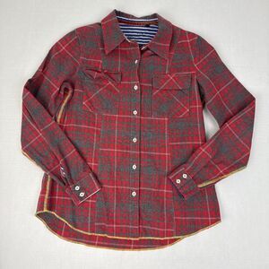 Arnold Zimbuy Red Gray Men’s Flannel Long Sleeve Button Down Shirt Size Small